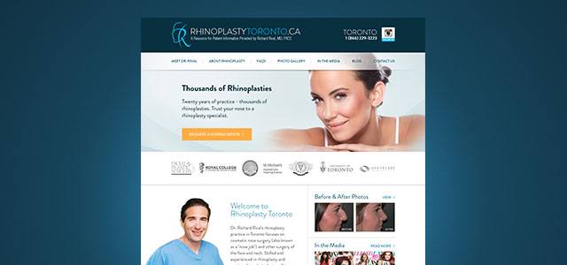 Screenshot of Dr. Rival's rhinoplasty website
