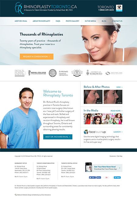 Screenshot of Dr. Rival's rhinoplasty website