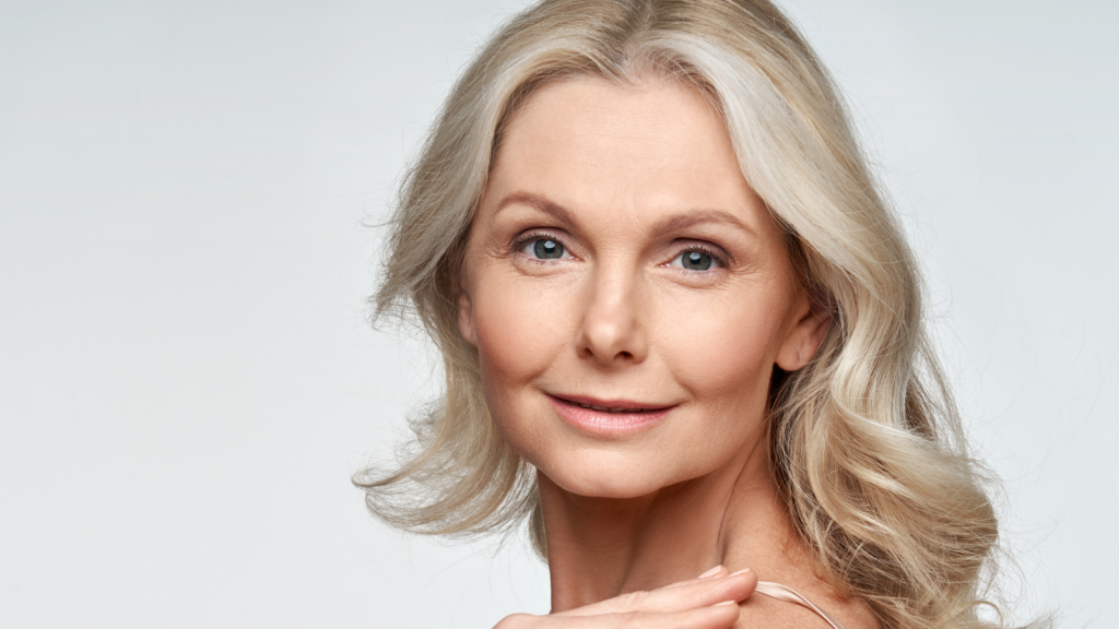 A beautiful mature woman after a forehead lift
